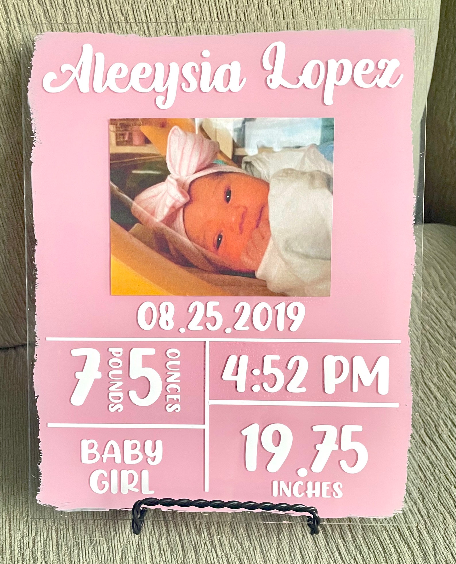 Personalized Baby Birth Stat Plaque Boy and Girl Newborn Birth