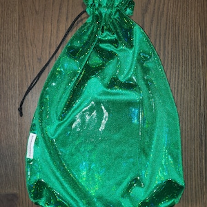 Kelly Green Stretchy Velvet Foil Dot Shiny Entertainer Bridal Wedding Bride Stripper Exotic Dancer Money Bag Cash Purse Drawstring Rave Fun