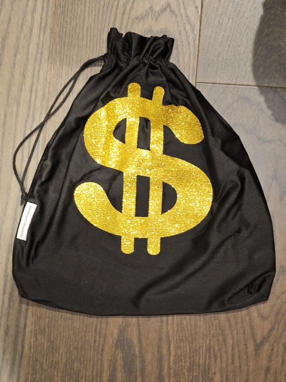 Black Gold Sparkly Shiny Glitter Money Dollar Sign Entertainer Bride Stripper Exotic Dancer Money Bag Cash Purse Drawstring Rave Festival Etsy Ireland