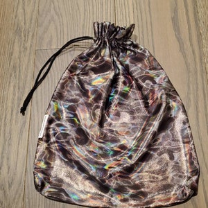 Silver Holographic Shiny Black Stretchy Bridal Wedding Stripper Exotic Entertainer Dancer Money Cash Drawstring Bag Purse Rave Halloween Fun