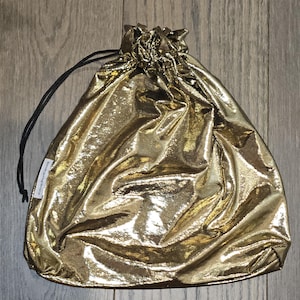 Shiny Dark Gold Foil Dot Pole Dancer Gogo Money Bag Cash Purse Drawstring Rave Festival Stripper Exotic Bridal Wedding Purse Pouch Tote