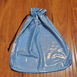 Light Baby Blue Shiny Iridescent Holographic Hologram Galaxy Pole Dancer Money Bag Cash Purse Drawstring Rave Festival Stripper Exotic Bride