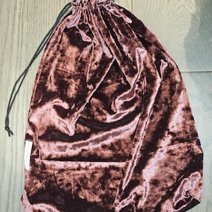 Puce Crushed Velvet Goth Vampire Stripper Exotic Entertainer Dancer Money Cash Drawstring Bag Purse Rave Festival Witch Halloween Magic