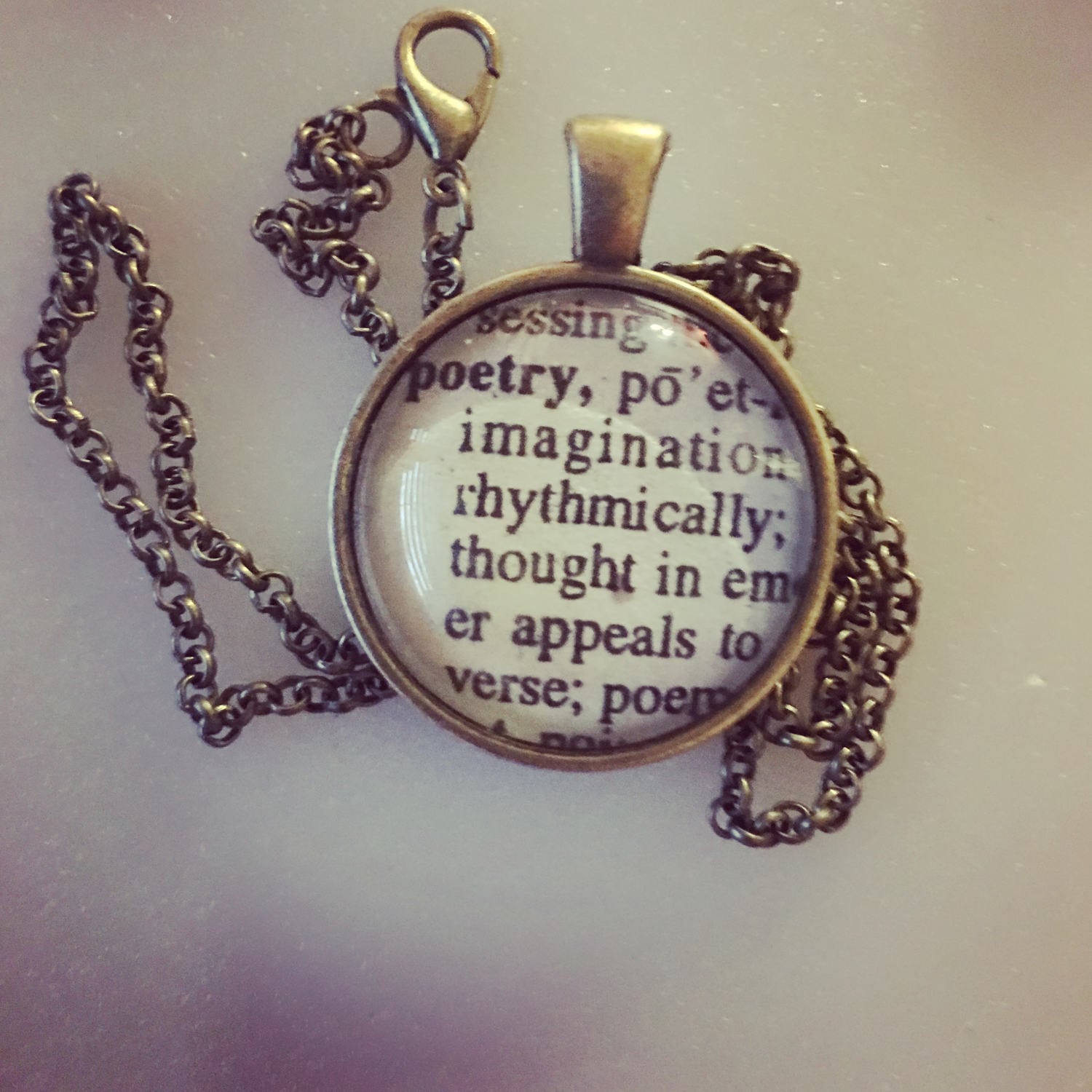 Definition Pendant POETRY 1 Round Etsy
