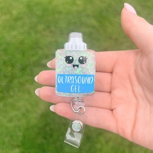 Ultrasound Gel Bottle Badge Reel, Sonographer Badge Reel, Ultrasound Tech Badge Reel