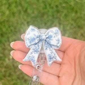 Floral Bow Badge Reel, Pink Badge Reel, Nurse Badge Reel, Spring Badge Reel, Coquette Badge Reel