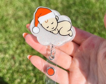 Sleeping Baby Santa Badge Reel, Santa Badge Reel, Baby Badge Reel, Christmas Badge Reel, Nurse Badge Reel