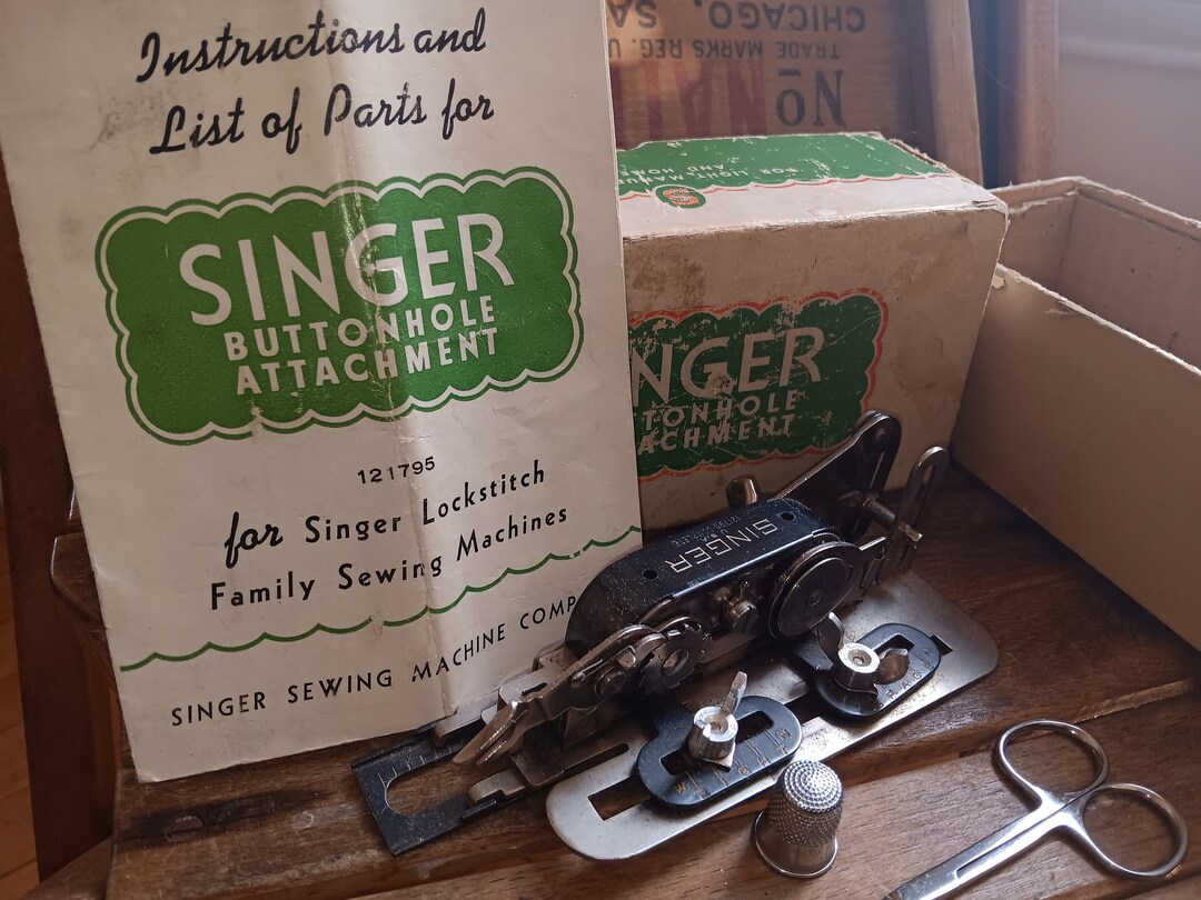 Vintage Singer Sewing Machine Buttonhole Attachment in Original Box ...