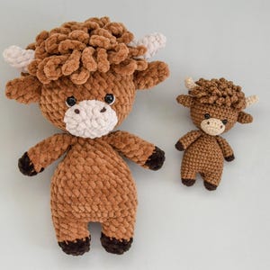 Highland Kuh Plüsch, Mini Baumwolle Kuh, Amigurumi Stofftier Geschenk, Scotland Kuh