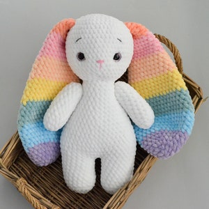 Crochet bunny Pastel rainbow Personalized bunny with long ears Colorful plush toy zdjęcie 1