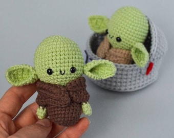 Bebe Yoda Jouet Alien Dans Le Panier Yoda Space Pod Amigurumi Etsy France