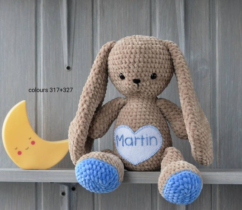 Crochet Beige Plush Personalized Bunny With Long Ears Etsy