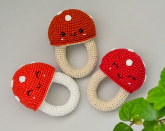 CROCHET Rattle  Amigurumi mushroom Baby rattle