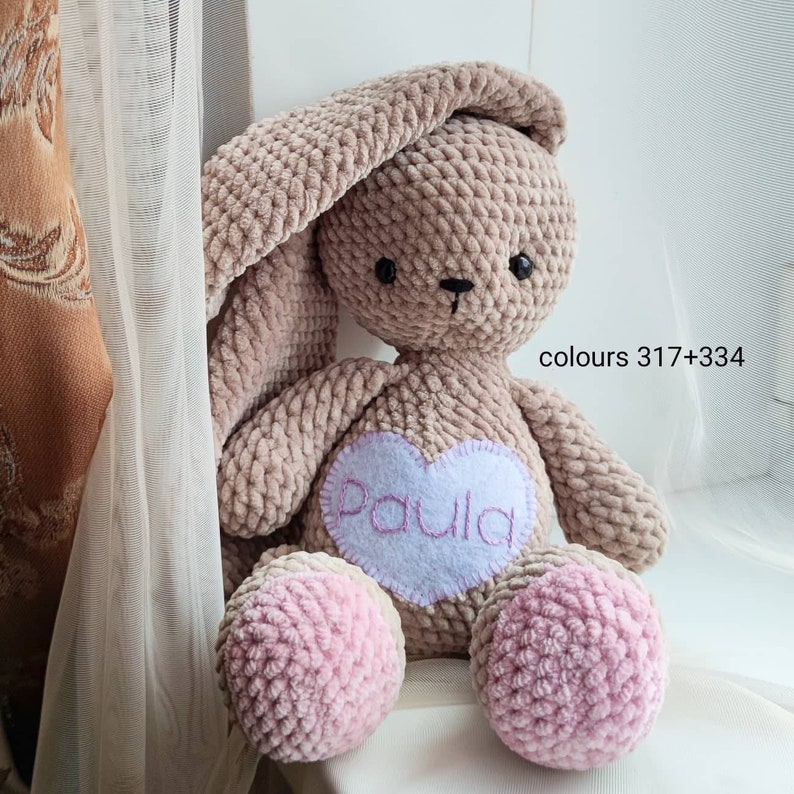 Crochet Beige Plush Personalized Bunny With Long Ears Etsy
