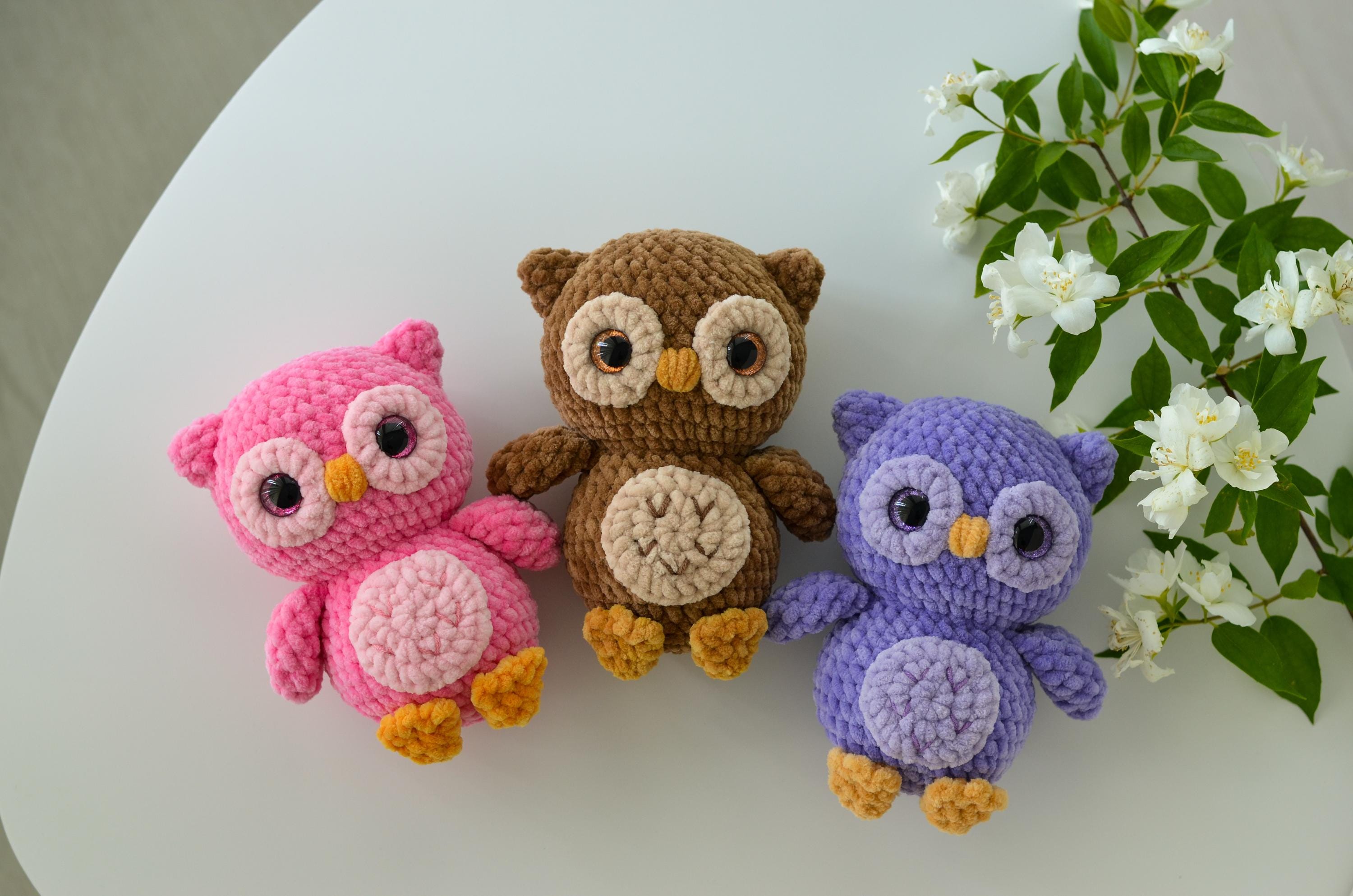 Handmade Crochet Owl Plushie: Brown Amigurumi Forest Animal Decor