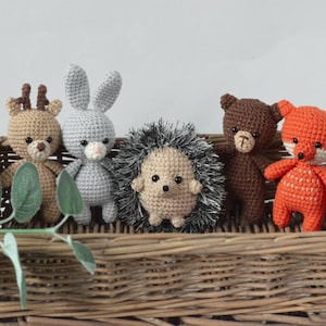 Woodland baby toy Forest animals set Fox baby toy Little bear toy Crochet bunny Stuffed deer Hedgehog gift Sguirrel Owl Raccoon Skunk Moose bear