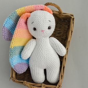 Crochet bunny Pastel rainbow Personalized bunny with long ears Colorful plush toy zdjęcie 3
