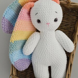 Crochet bunny Pastel rainbow Personalized bunny with long ears Colorful plush toy zdjęcie 4