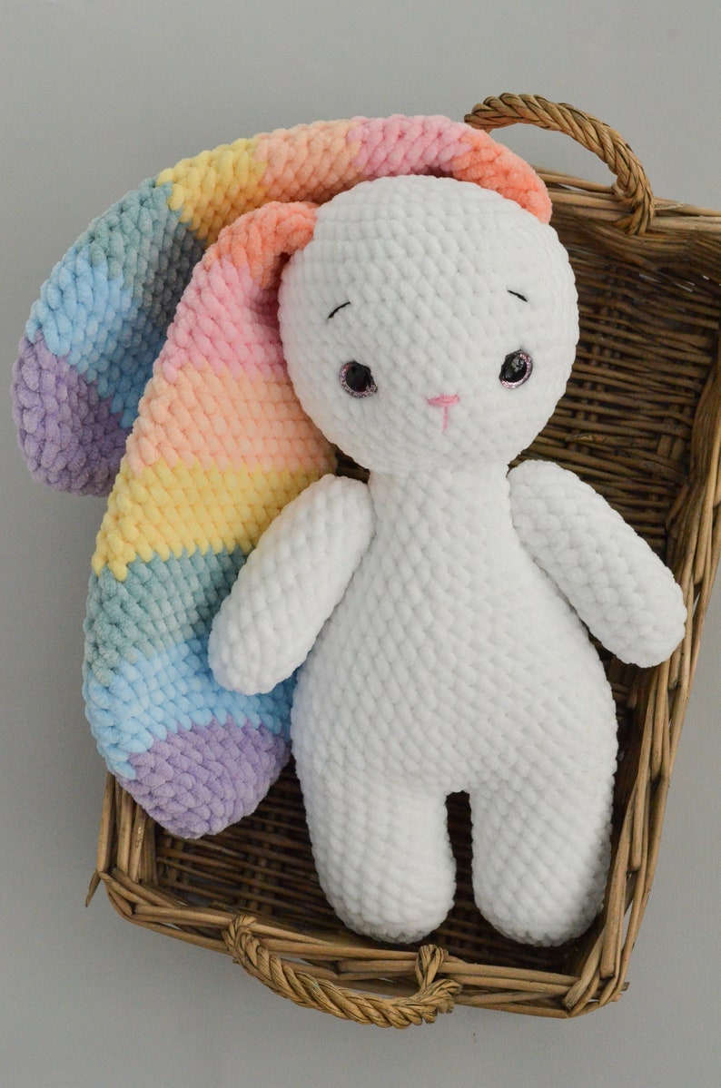 Crochet bunny Pastel rainbow Personalized bunny with long ears Colorful plush toy zdjęcie 4
