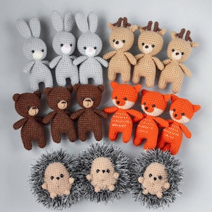 Woodland baby toy Forest animals set Fox baby toy Little bear toy Crochet bunny Stuffed deer Hedgehog gift Sguirrel Owl Raccoon Skunk Moose image 4