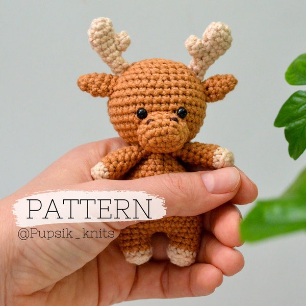 English CROCHET Moose PATTERN Handmade moose Wild animal Easy amigurumi Woodland baby toy Forest animal toy PDF Diy digital tutorial