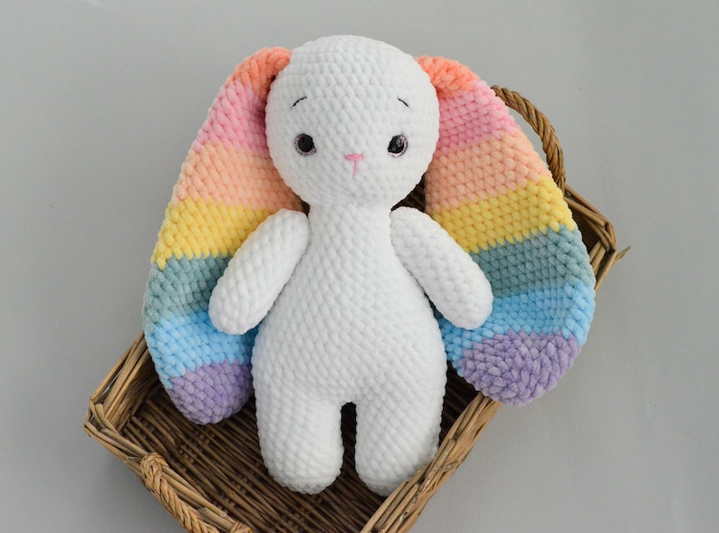 Crochet bunny Pastel rainbow Personalized bunny with long ears Colorful plush toy zdjęcie 1