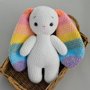 Crochet bunny Pastel rainbow Personalized bunny with long ears Colorful plush toy zdjęcie 5