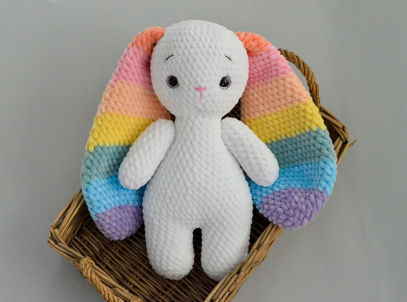 Crochet bunny Pastel rainbow Personalized bunny with long ears Colorful plush toy zdjęcie 5