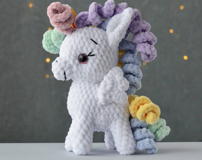 Pastel unicorn toy Small unicorn doll Baby girl unicorn Crochet unicorn toy Unicorn plush