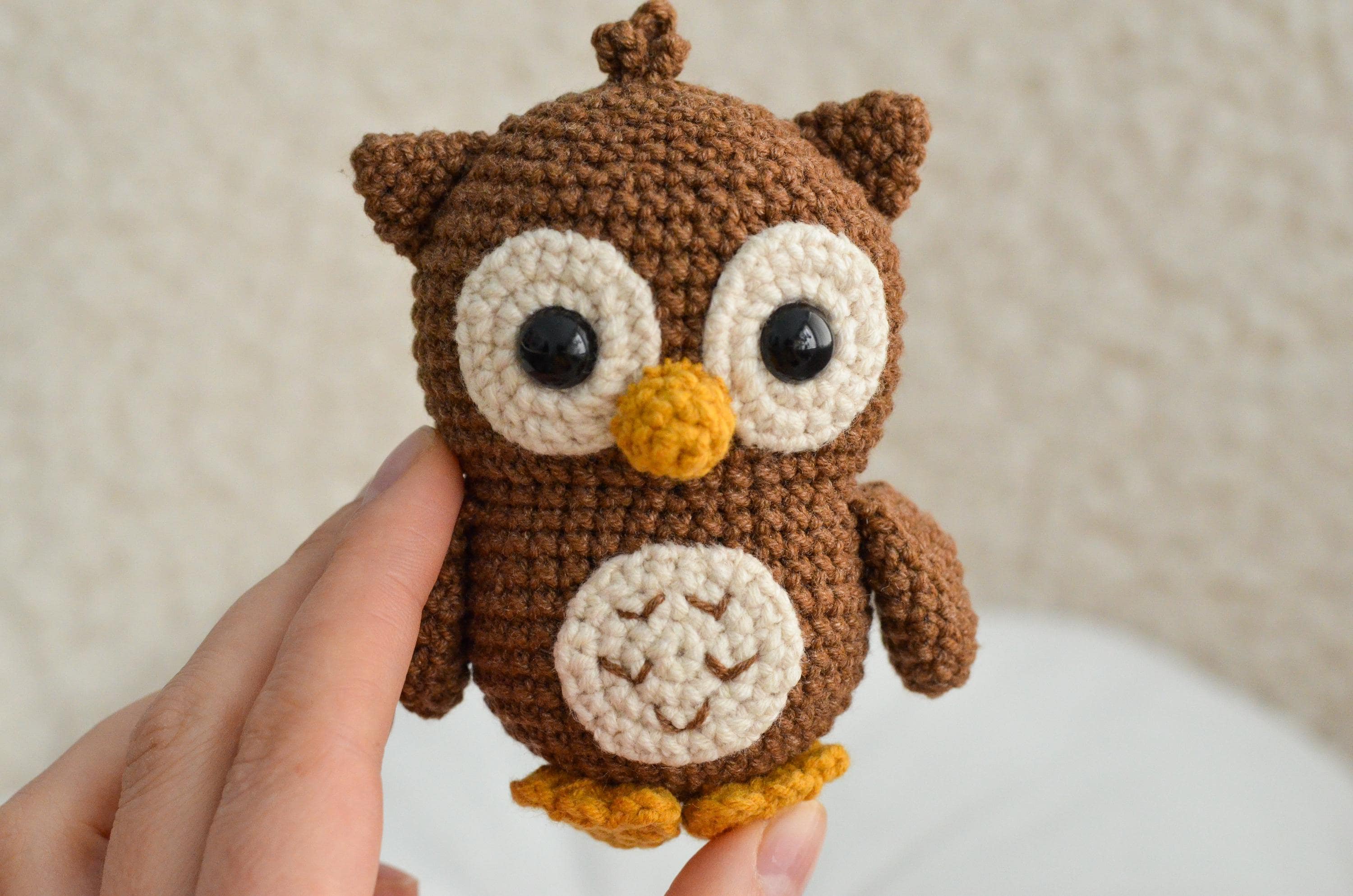 Mini Crochet Owl Toy – Handmade Amigurumi Owl – Small Brown Owl Gift – Cute Forest