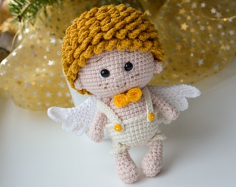 Christmas angel Crochet Christmas doll Cute angel Cupid doll