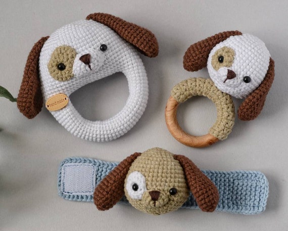 Monkey rattle Crochet rattle Baby rattle toy Cotton crochet toy Organic teether Shower gift Baby teething toy Newborn gift Crochet toy