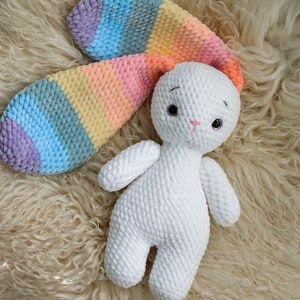 Crochet bunny Pastel rainbow Personalized bunny with long ears Colorful plush toy zdjęcie 2