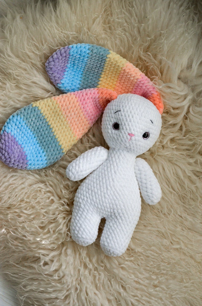 Crochet bunny Pastel rainbow Personalized bunny with long ears Colorful plush toy zdjęcie 2