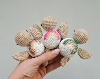 Crochet turtle Rainbow turtle Sea animals baby gift  Sea baby shower