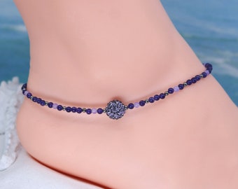 Purple foot jewelry, purple anklet, dainty anklet, trending now