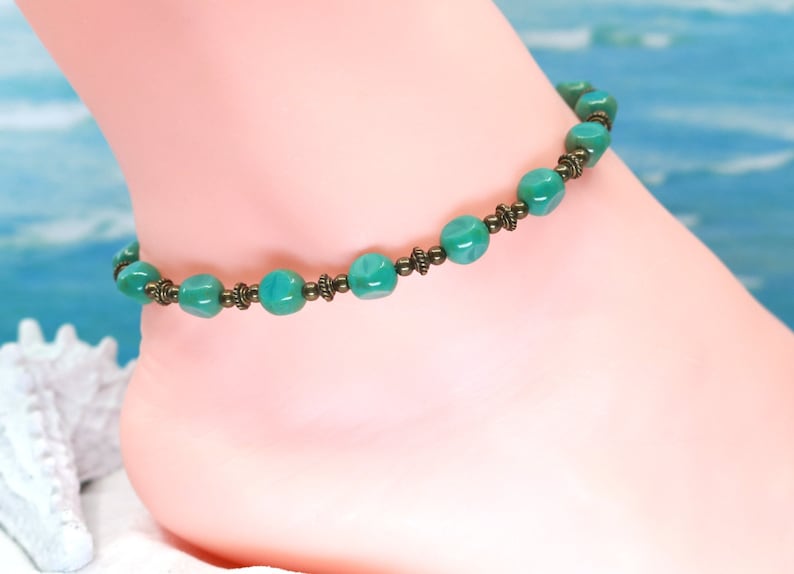 Handmade boho anklet, gift for her, Mothers day gift image 1