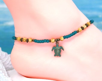 Boho turtle anklet, gift for her, mothers day gift, turtle jewelry