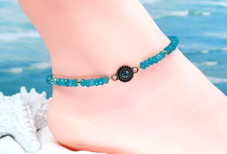 Girlfriend Beach Anklet Gift for Her Blue Mothers Day Gift Etsy