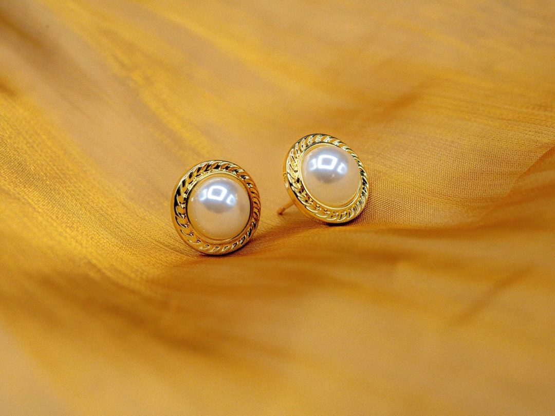 Gold Pearl Earrings Set Cute Fancy Pearl Earrings for Etsy