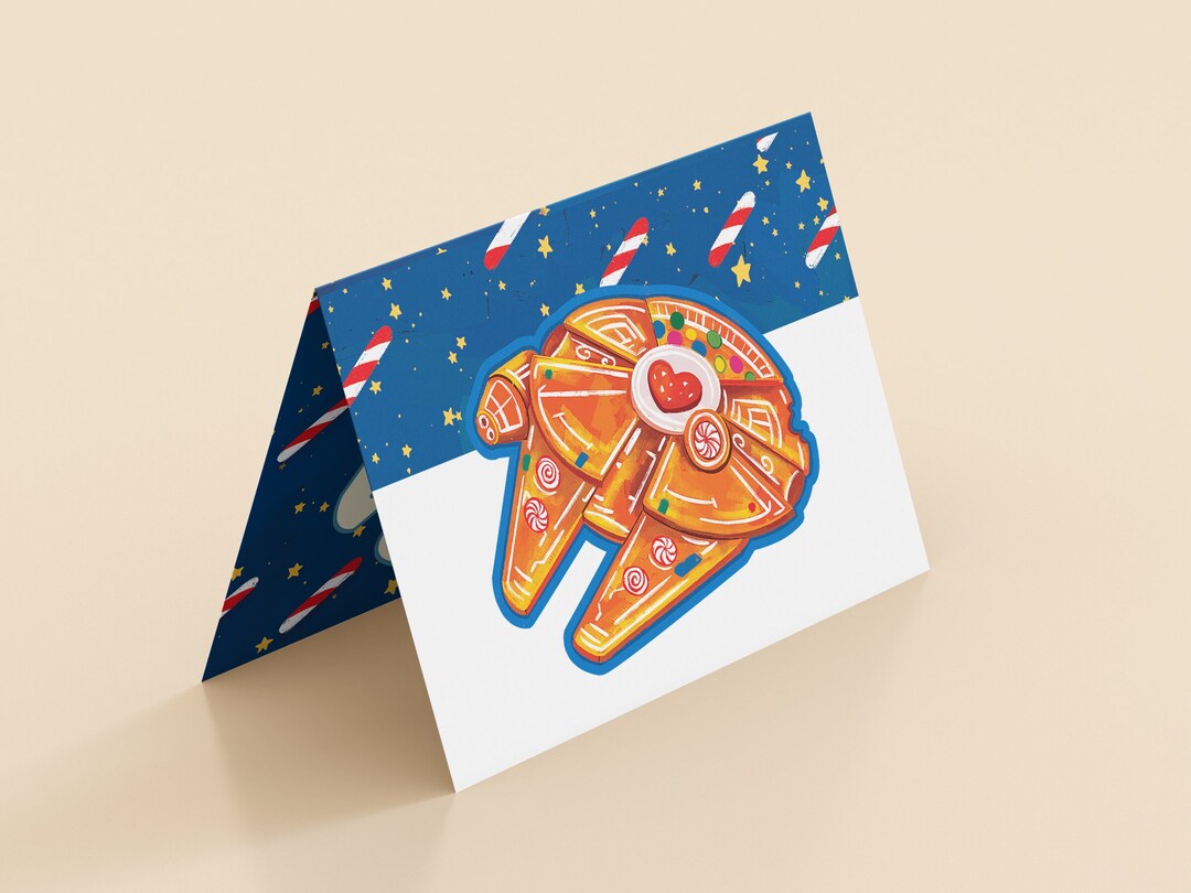 Printable Star War Christmas Card Millennium Falcon Greeting Card 5x7 ...