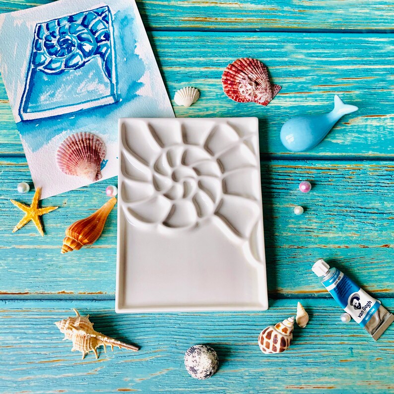 Ceramic Watercolor Palette Conch Artist Ceramic Palettes Etsy