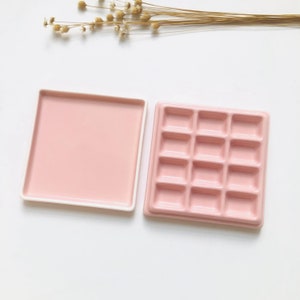 セラミック水彩パレット、12ウェルピンクアーティストセラミックパレット、画家へのギフト、セラミックパレット、磁器パレット