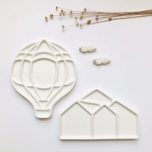 Ceramic Palette, Balloon and House  Artist Ceramic Palettes, Gift for Painters, Ceramic Paint Palette，Porcelain Watercolor Palette