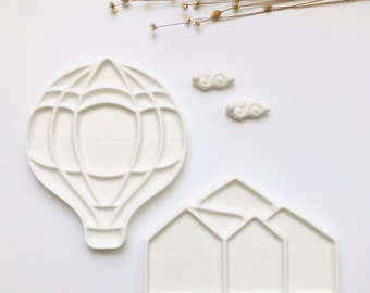 Ceramic Palette, Balloon and House  Artist Ceramic Palettes, Gift for Painters, Ceramic Paint Palette，Porcelain Watercolor Palette