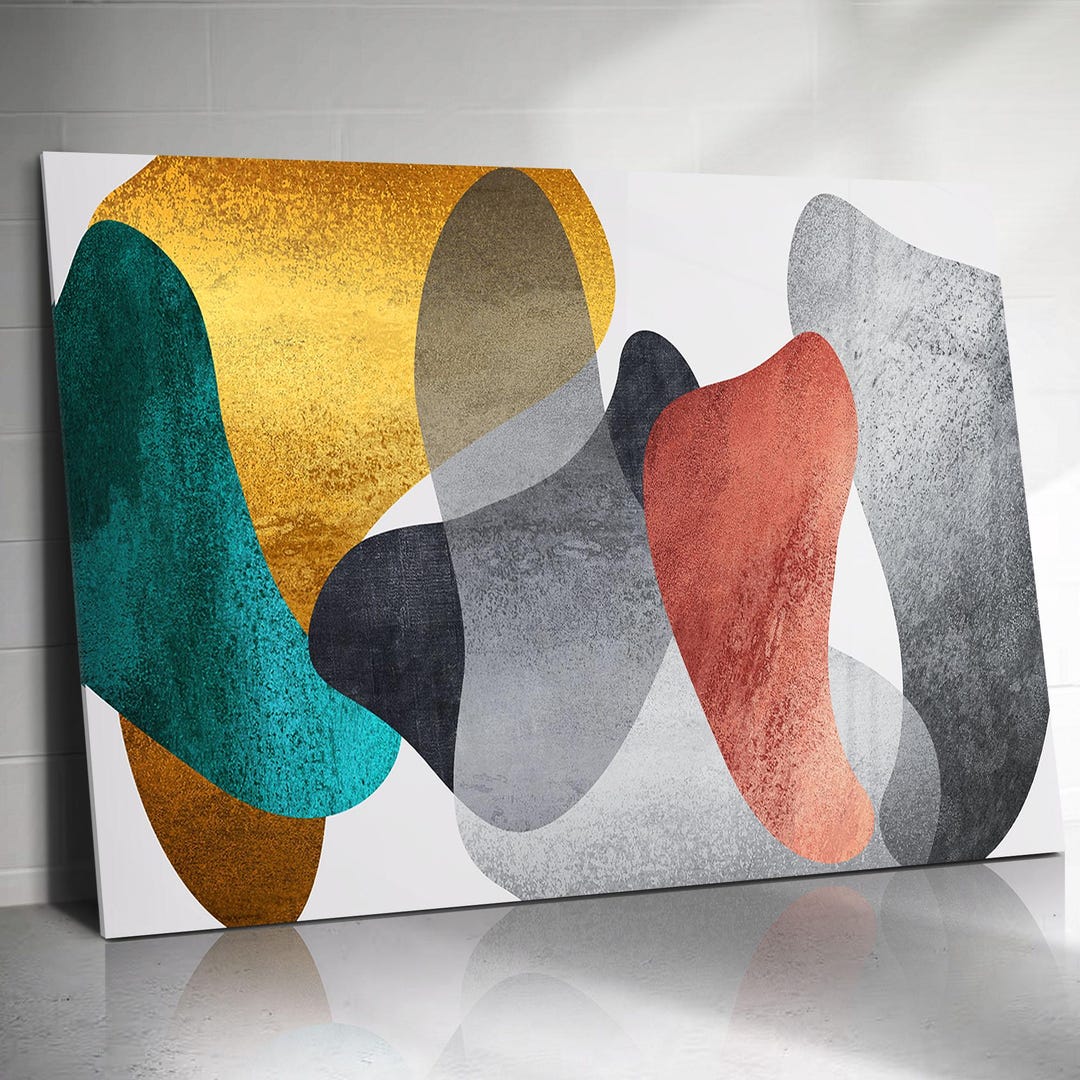 Modern Abstract Teal and Gold Glass Wall Art | Luxury Organic Decor - Etsy