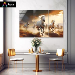 Décoration murale en verre trempé Chevaux qui courent : décoration d'animaux de la ferme