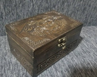 Celtic Ravens themed wooden jevelery box/casket