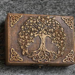 Celtic tree themed mini wooden jevelery box/casket