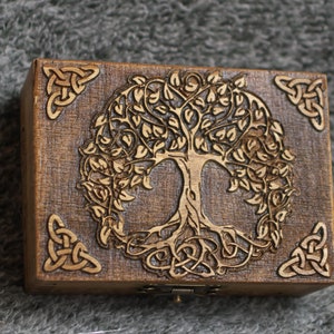 Celtic tree themed mini wooden jevelery box/casket